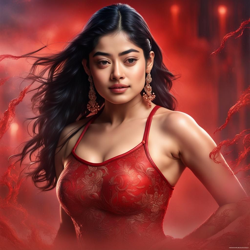 Model in Transparent Swimsuit: Detailed Digital Art