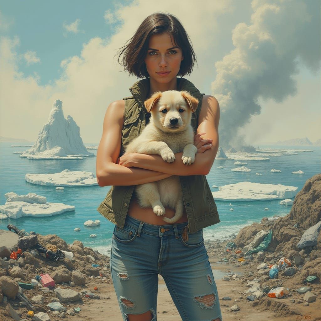 Determined Woman Rescues Stray Puppy Amidst Climate Crisis