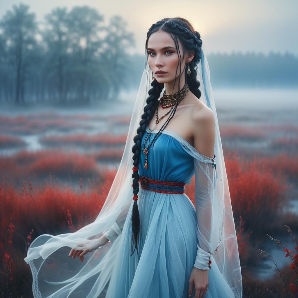Tsarina in Misty Tundra: A Romantic Fantasy Portrait