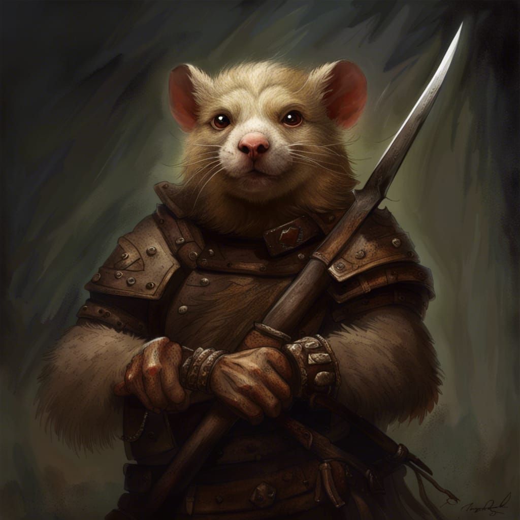Humanoid Hamster Barbarian Portrait with Axe