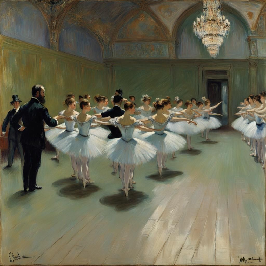 Impressionist Ballet Scene in Monet Style