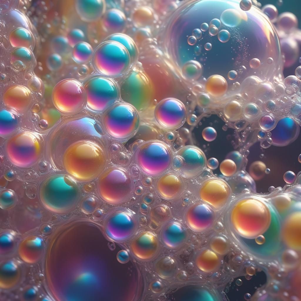 Iridescent Soap Bubble Creature in Surreal Digital Art
