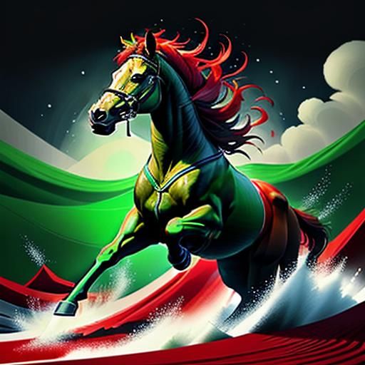 Red and Green Horse as Impasto Painting