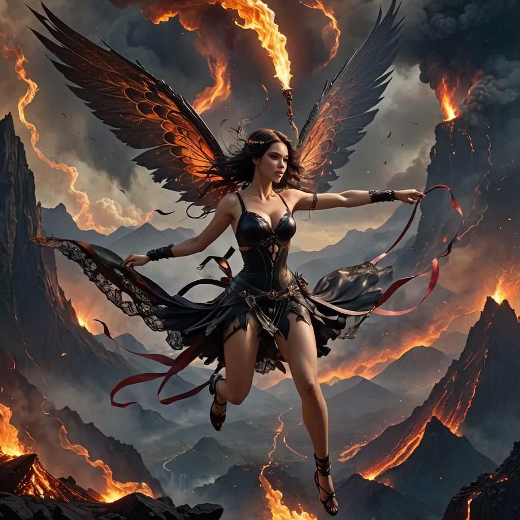 Volcanic Fairy in Dark Fantasy Style