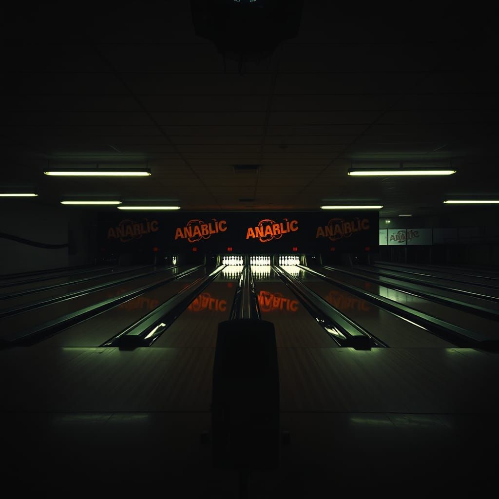 Eerie Bowling Alley in Film Noir Style