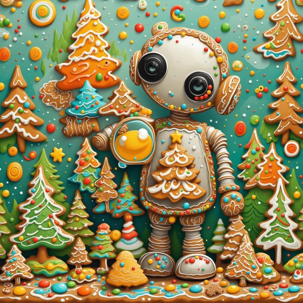 Cute Robot Holding a Fishbowl