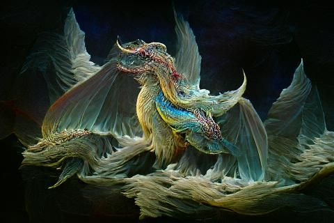 Surreal Dragon Composition in Beksiński Style