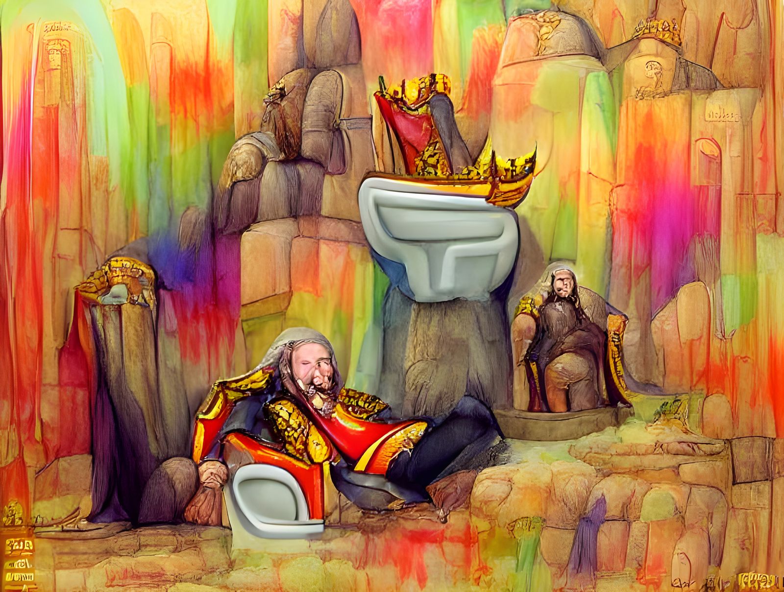 King Théoden on His Throne: Colorful Illustration