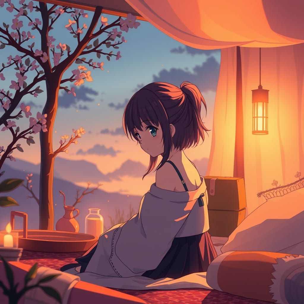 Cozy Anime Scene in a Tranquil Environment