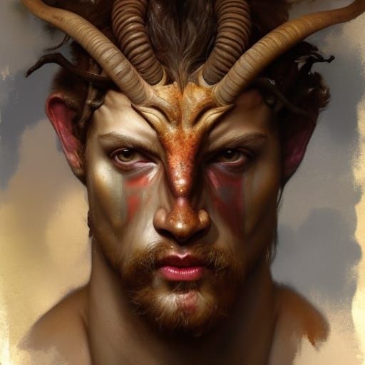 Greek Mythology Faun Portrait in Fantasy Art Style