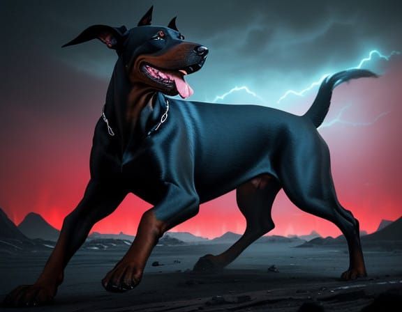 Regal Doberman Pinscher in Vigilant Stance