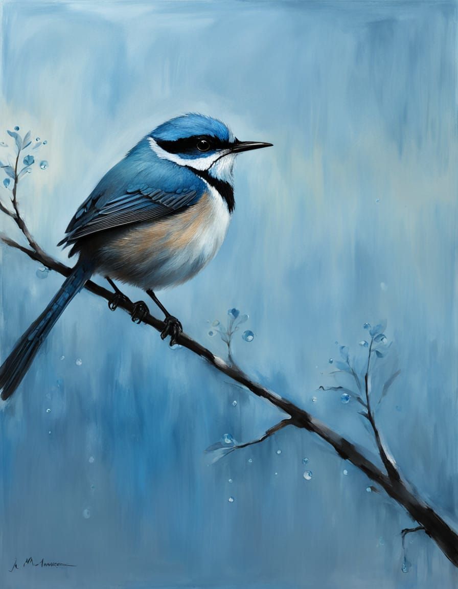 Soft Dawn Serenity in Blue Watercolours