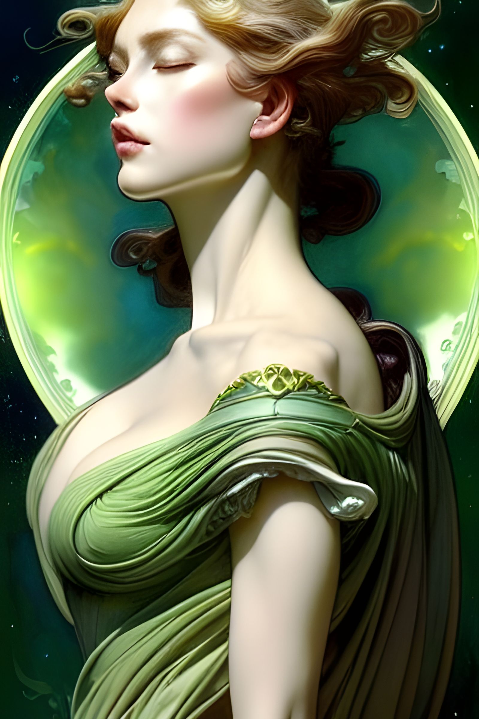 Baroque Venus in Green Tones: A Regal Planet