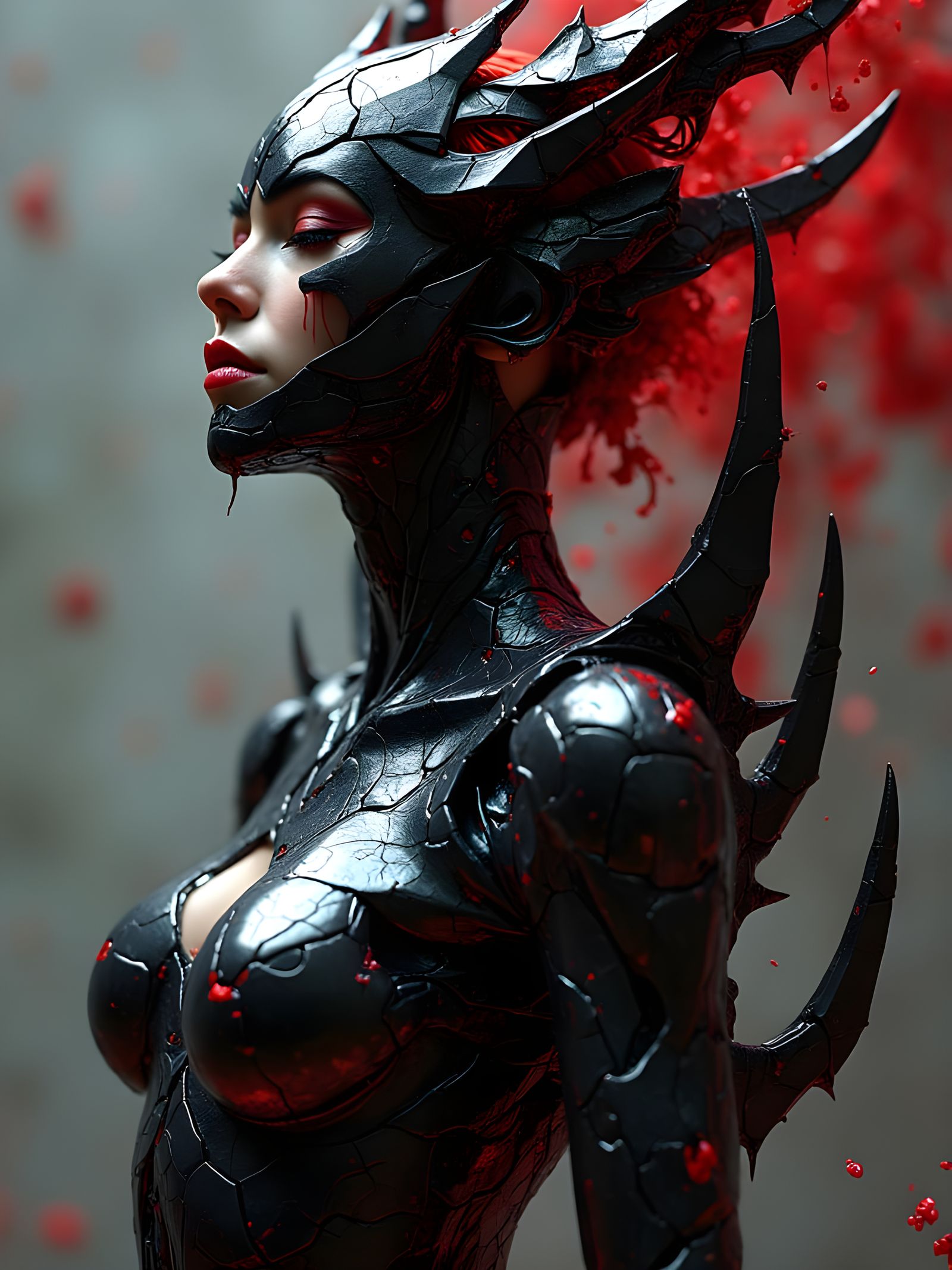 Surreal Demonic Cubist Armor on Woman