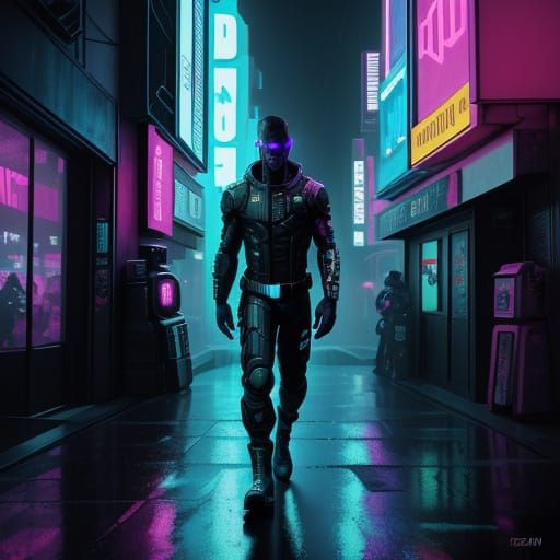Cyberpunk Alien in Neon City
