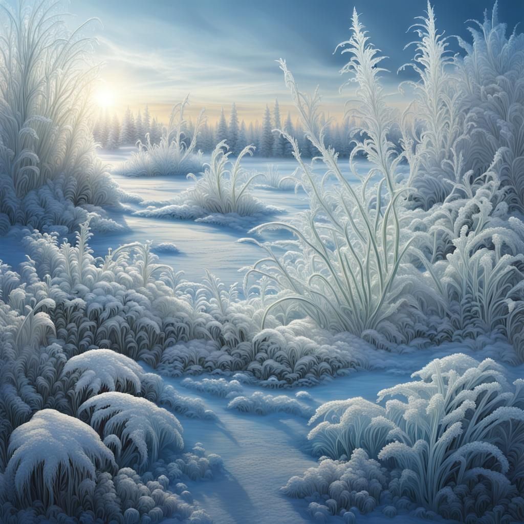 Icy Tundra: Frost Flowers in a Winter Fantasy