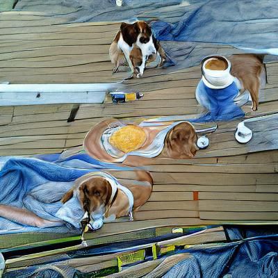 Girls, Dog, Coffee, and Tacos: Detailed Morning Painting