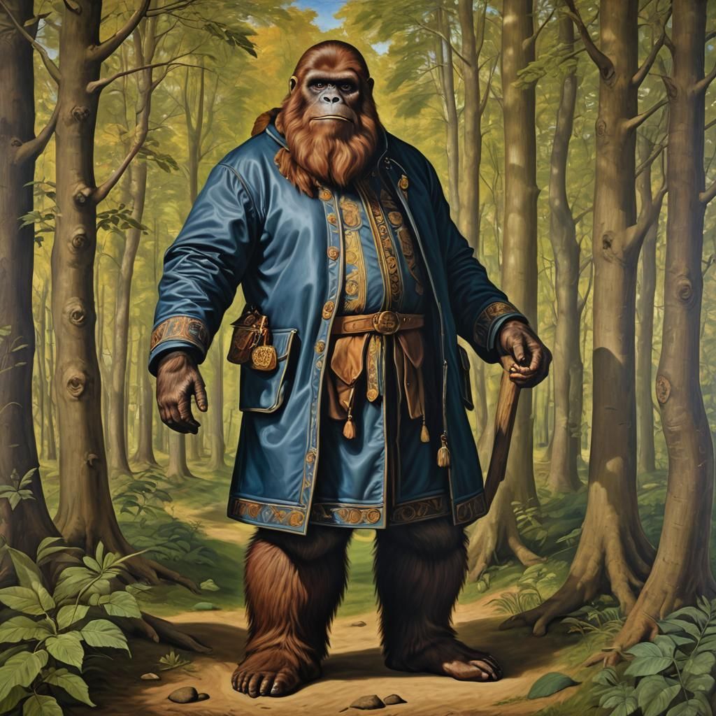 Bigfoot Portrait in Renaissance Style of Hans Holbein