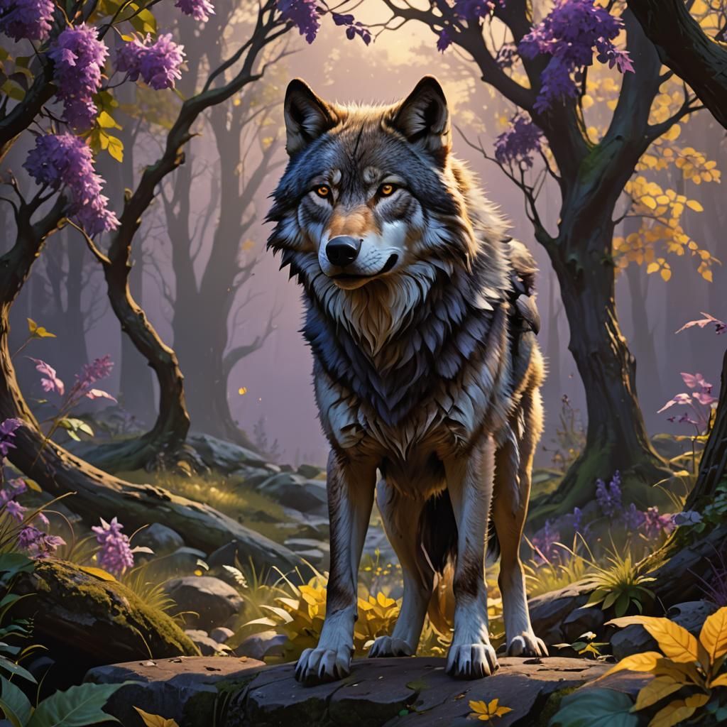 Hyperrealistic Wolf in Dark Fantasy Art Style