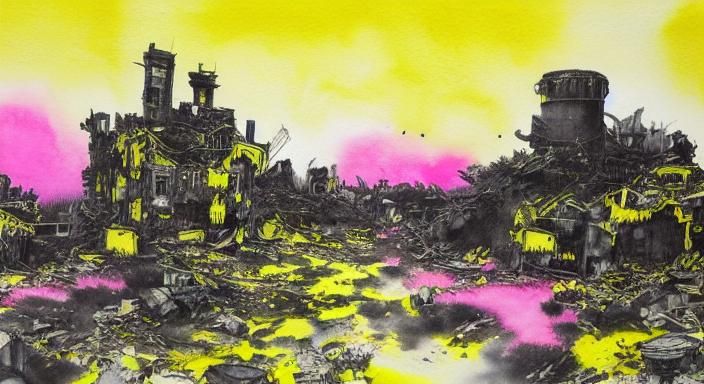 War Desolation in Hyperdetailed Watercolor Art