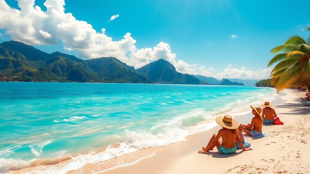 Caribbean Beach Scene in Pop Art Style