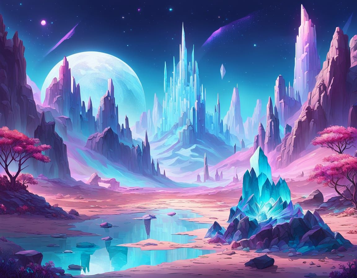 Ethereal Crystal Realm in Pastel Hues
