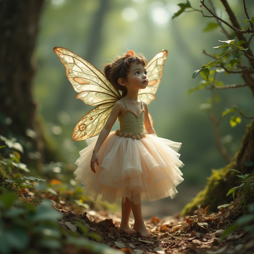 Whimsical Fairy in Dreamy Forest Landscape