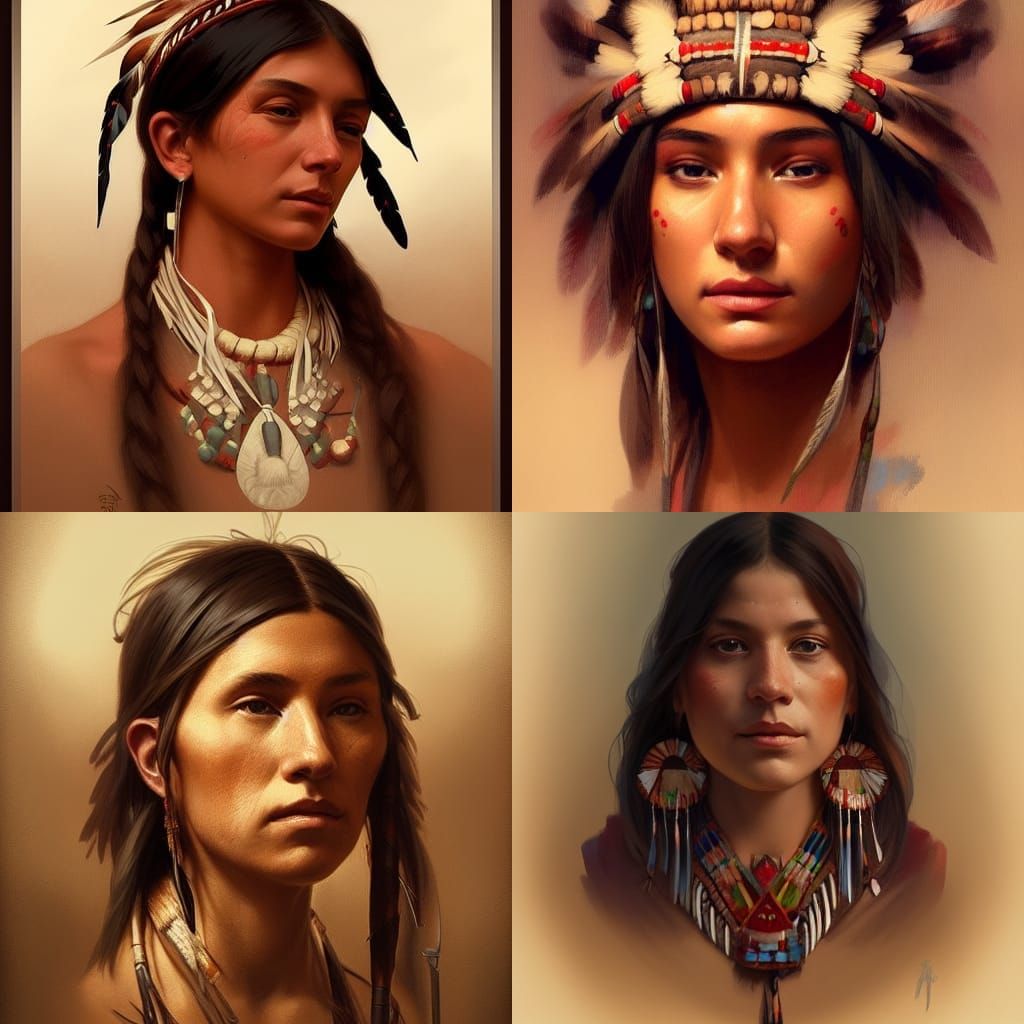 Native American Thanksgiving Portrait in Digital Art Style