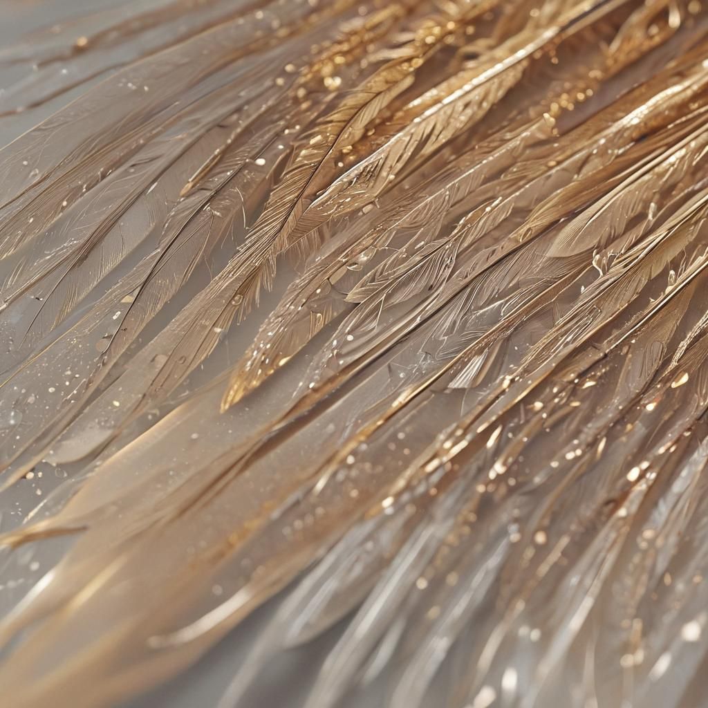 Feather Floating in Golden Light: Detailed Digital Art