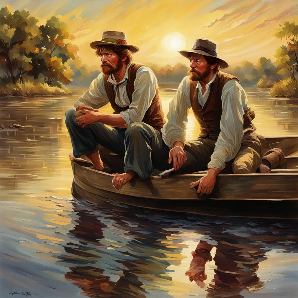 Huck and Jim's Mississippi Journey in Splash Art