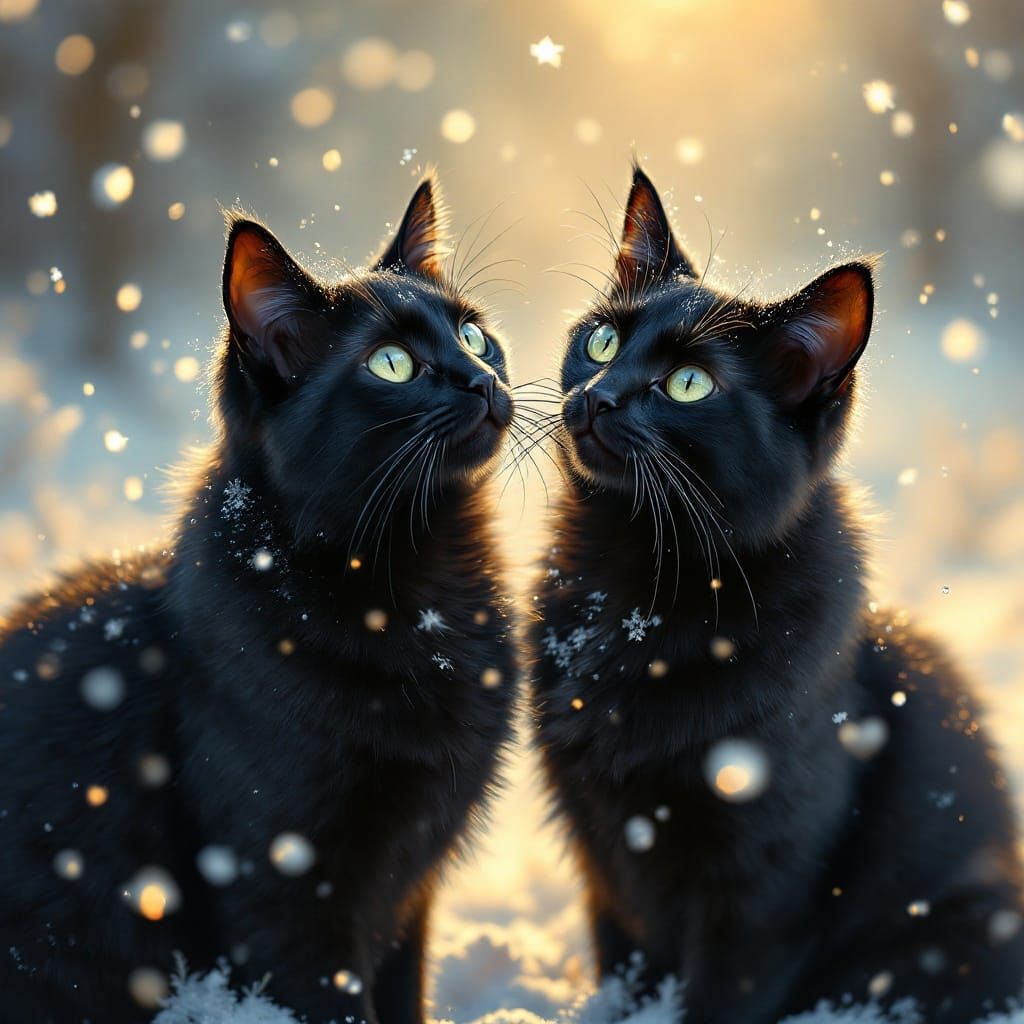 Whimsical Cats Frolic in Winter Wonderland