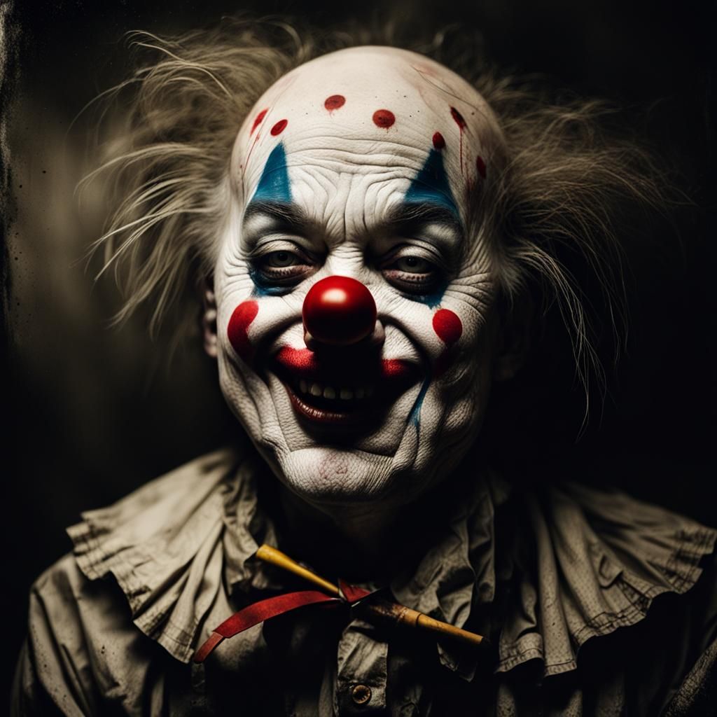 Gritty Clown Portrait in Surrealist Style