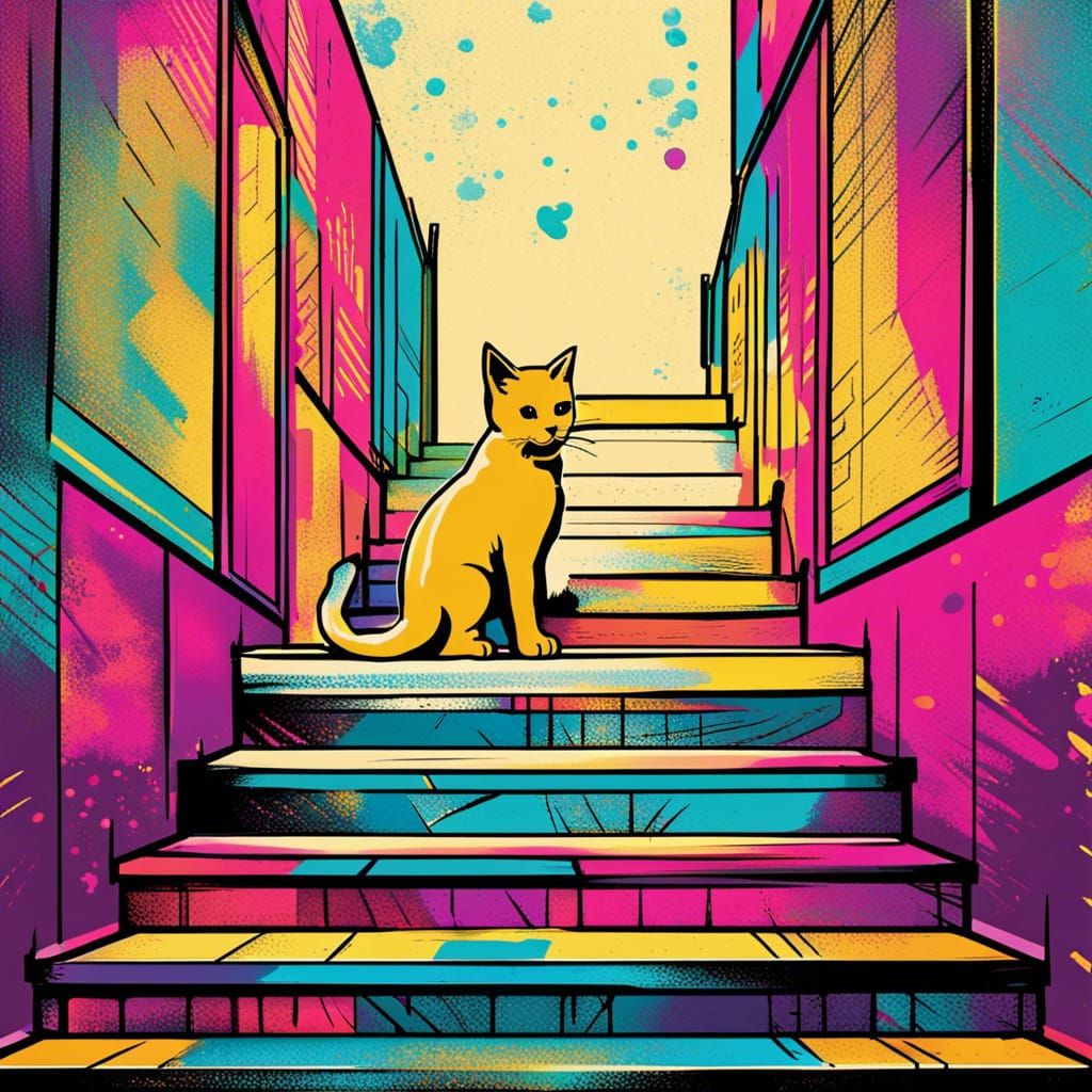 Kitten's First Steps: Pop Art Screen Print