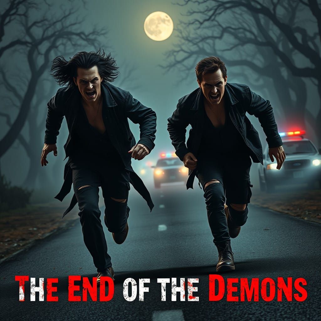 Sinister Duo Pursued by Police in Dark, Fog-Shrouded Road