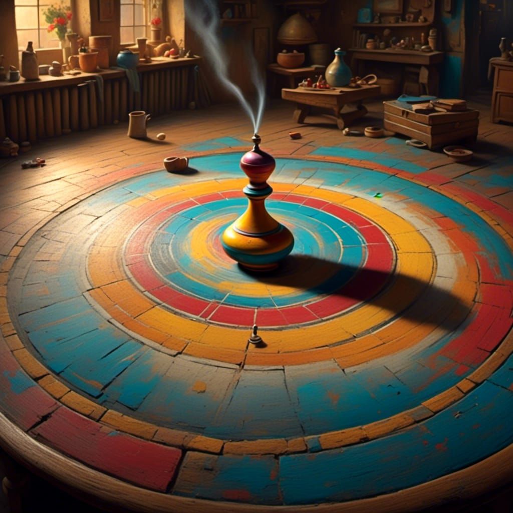 Spinning Top in Street Art Style