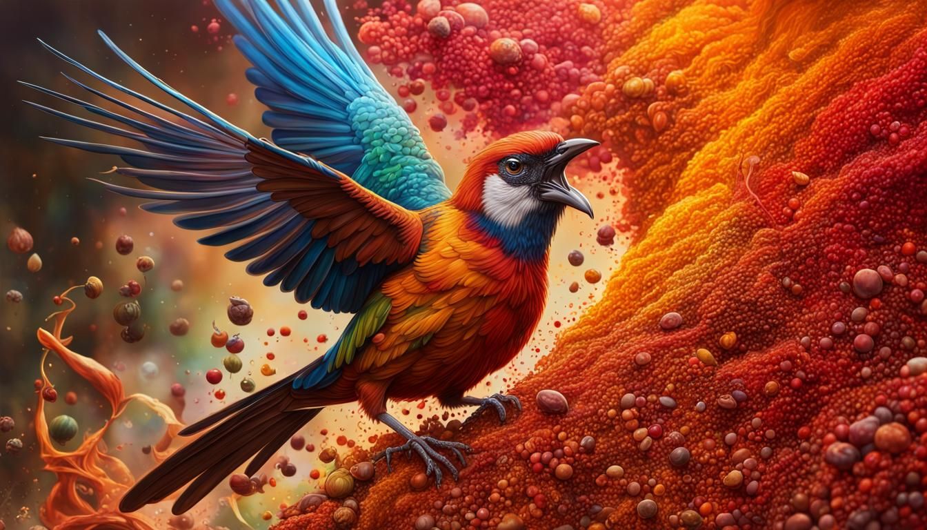 Intricate Spice Birds: Hyperrealistic Concept Art