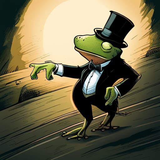 Cartoon Frog in Tuxedo, Comic Book Art