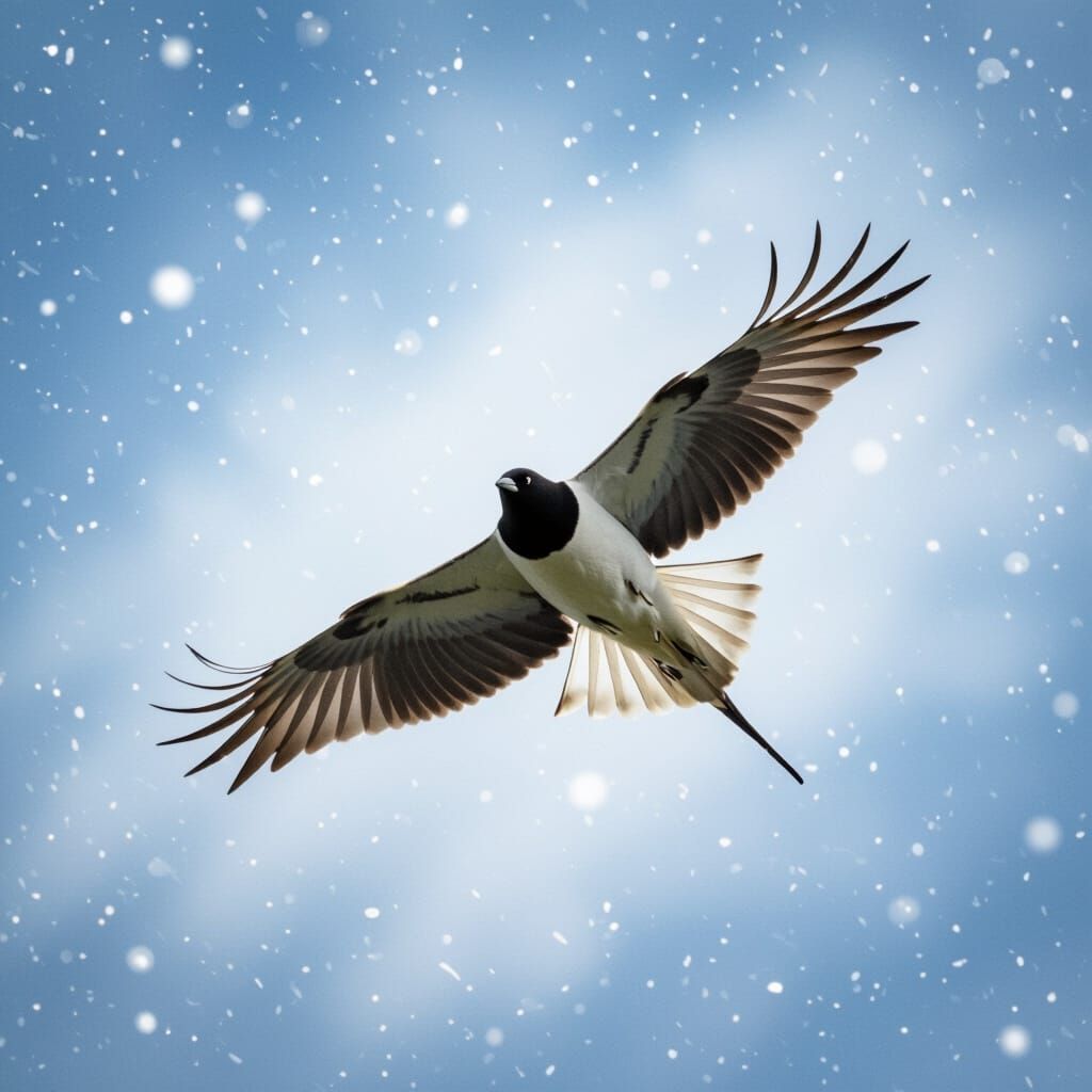 Beautiful Bird Soars Through Starry Night Sky