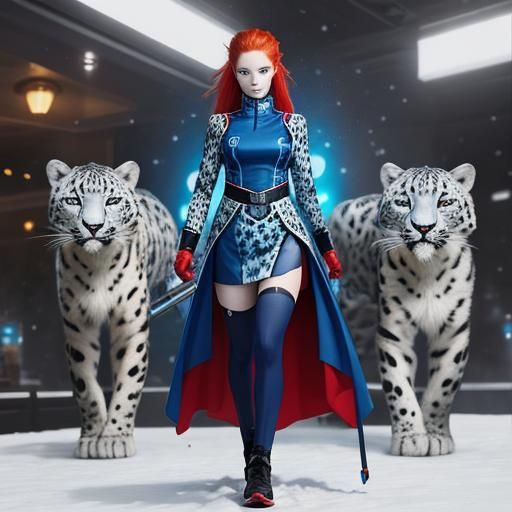 Futuristic Neko Girl in Crowded Cyberpunk Bar