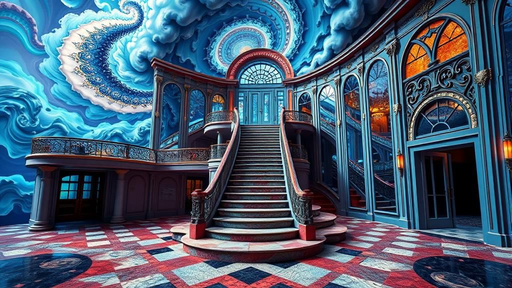 Art Deco Architecture in Surreal Fractal Storm