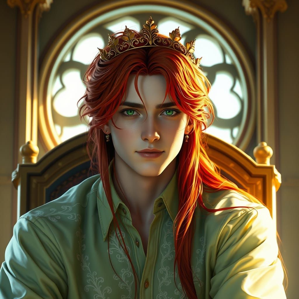 Red-Haired King Portrait in Art Nouveau Style