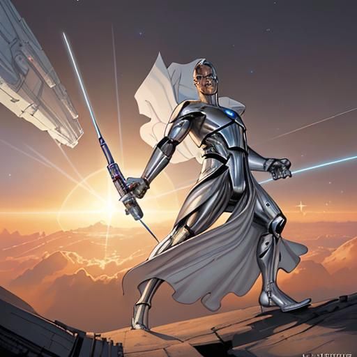 Silver Surfer as Jedi Knight in Space
