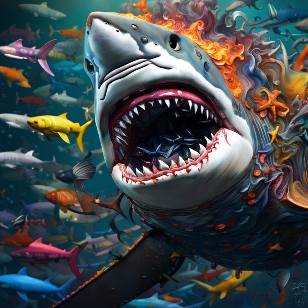 Recycled Ocean Trash Shark: Hyperrealistic Concept Art