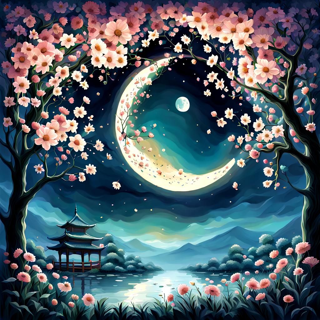 Artistic Image of the Flowers Moon