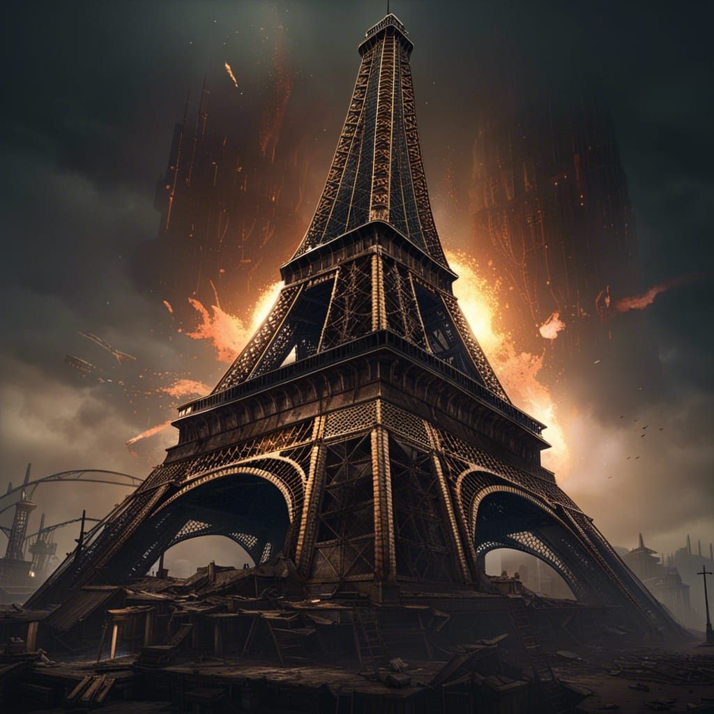 post-apocalyptic Eifel Tower, a masterpiece, 8k resolution, ...