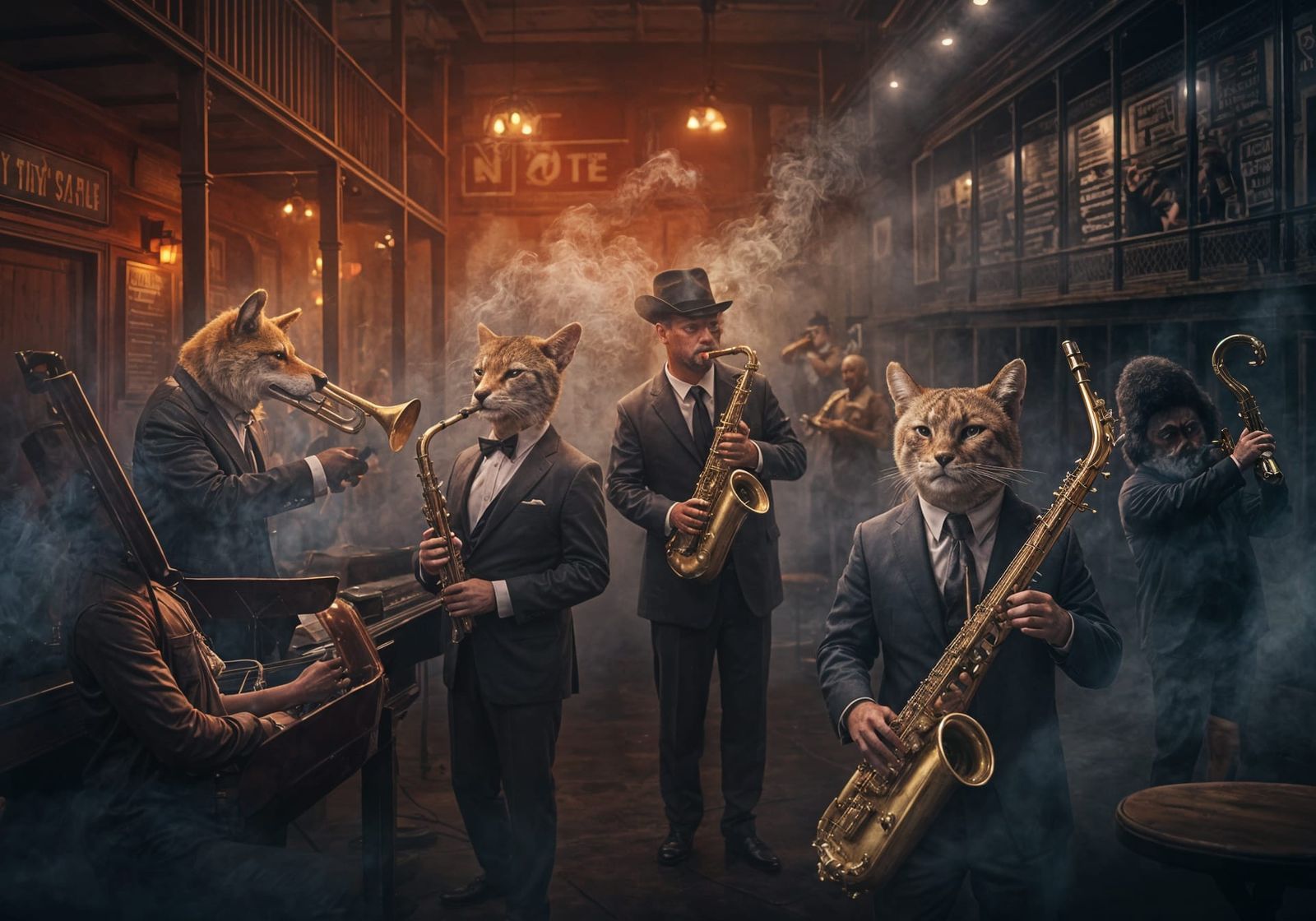 Animals Play Jazz in New Orleans Bar