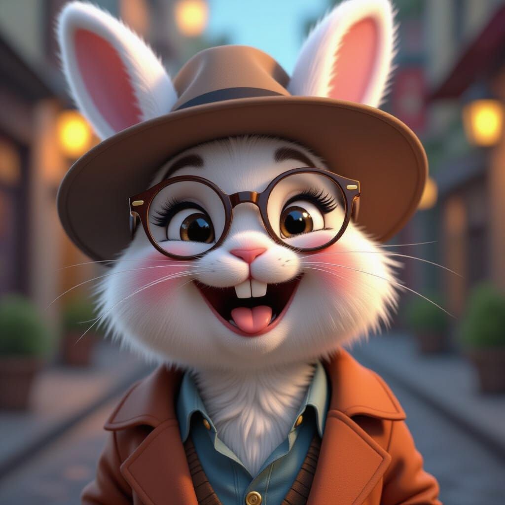 Trendy Bunny with Glasses: Digital Illustration