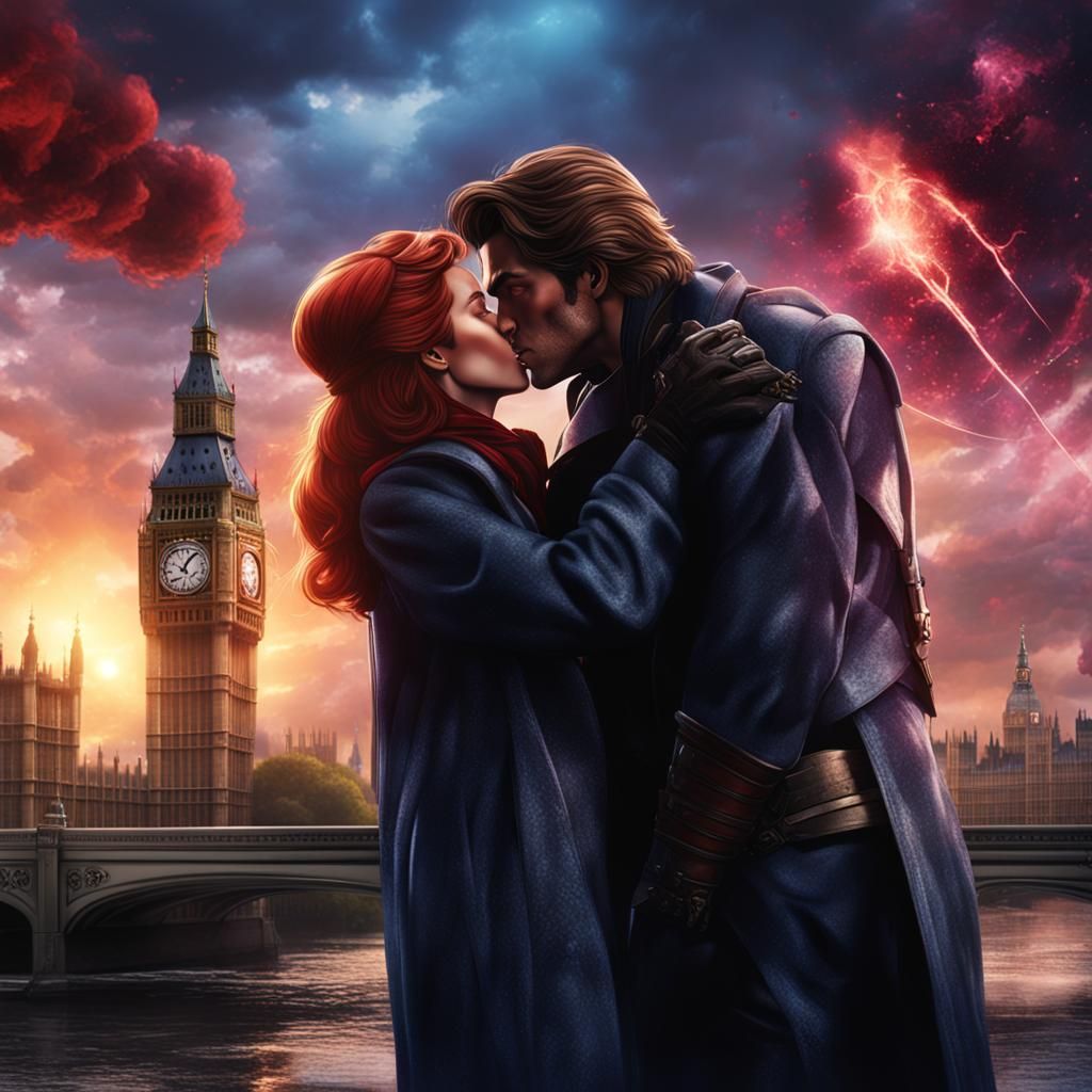 Jean Grey and Gambit Kiss in London