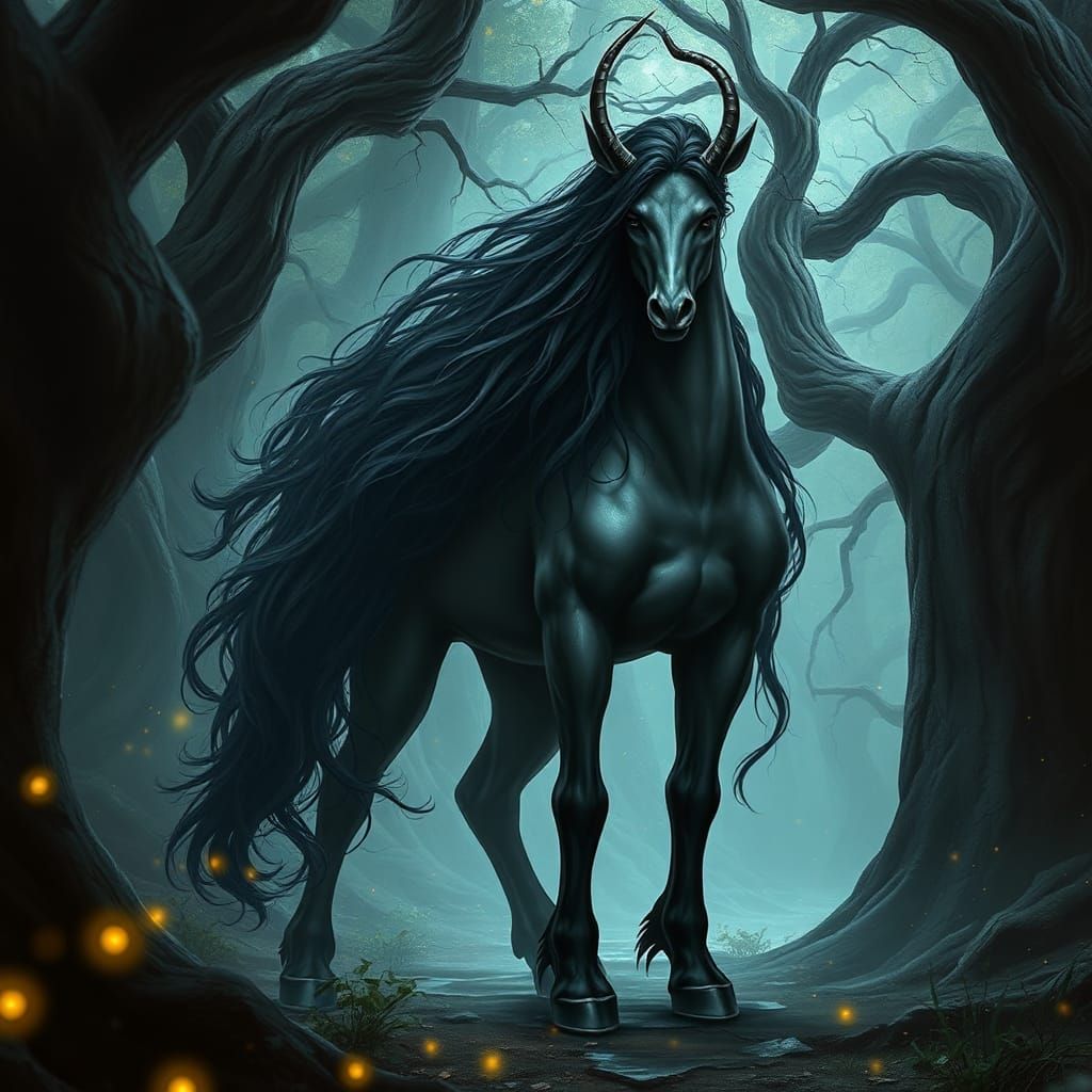 Centaur in Firefly Grove: Dark Fantasy Art
