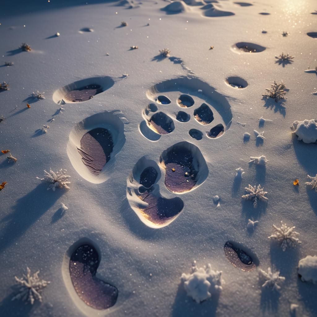 Mysterious Footprint in Snow: Fantasy Concept Art